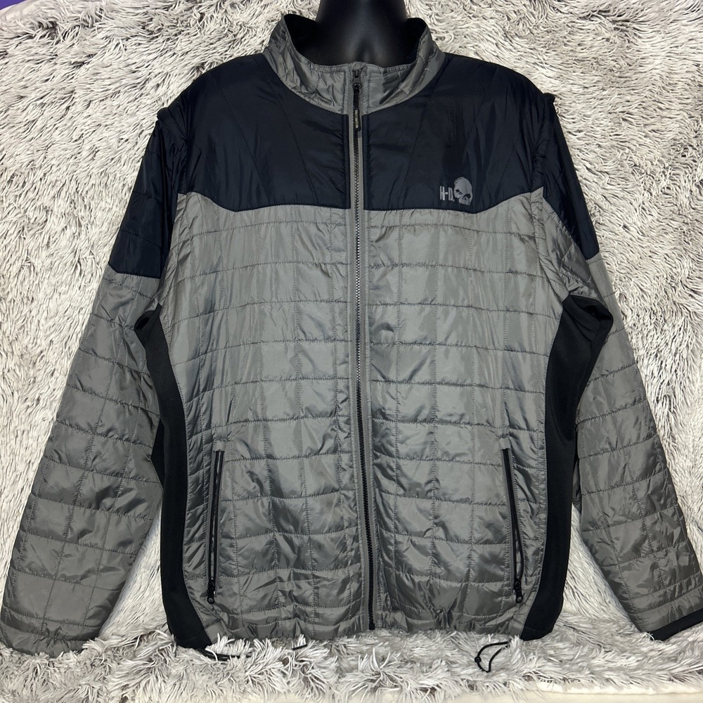 Harley-Davidson Turret Packable Jacket Gray Zip Out Sleeve Convertible Vest‎ 3XL